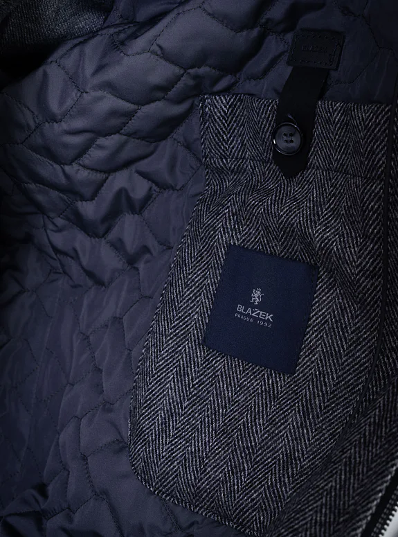 Vlněný bomber s herringbone vzorem