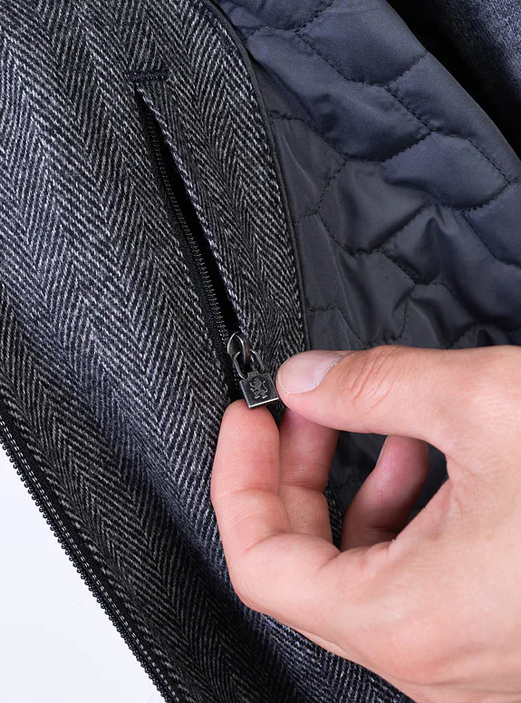 Vlněný bomber s herringbone vzorem